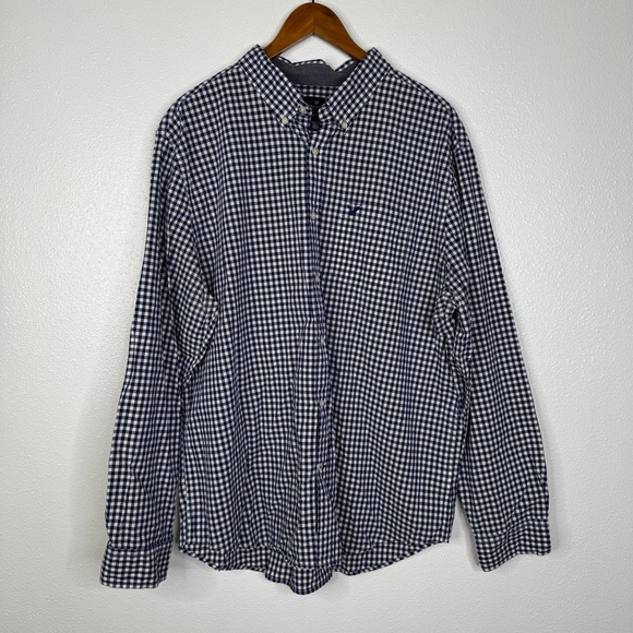 American Eagle Blue Gingham Print Button Down Shirt Size XXL - Picture 1 of 5